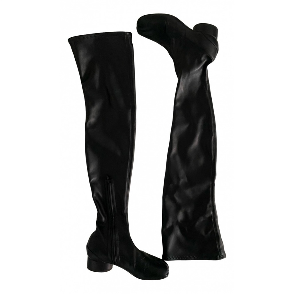 Maison Margiela black thigh high boots